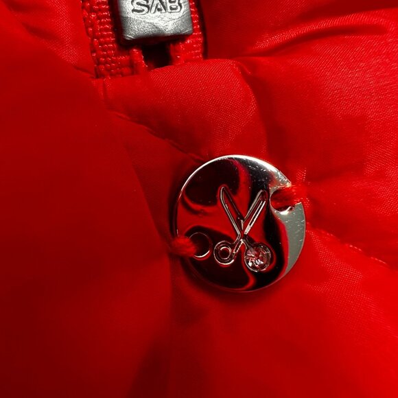 Walbusch Vintage Knit Quilted Puffer Jacket Red Cotton Cashmere Women's US 10 - Picture 15 of 16